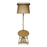 Lampadaire table porte revue rotin vintage