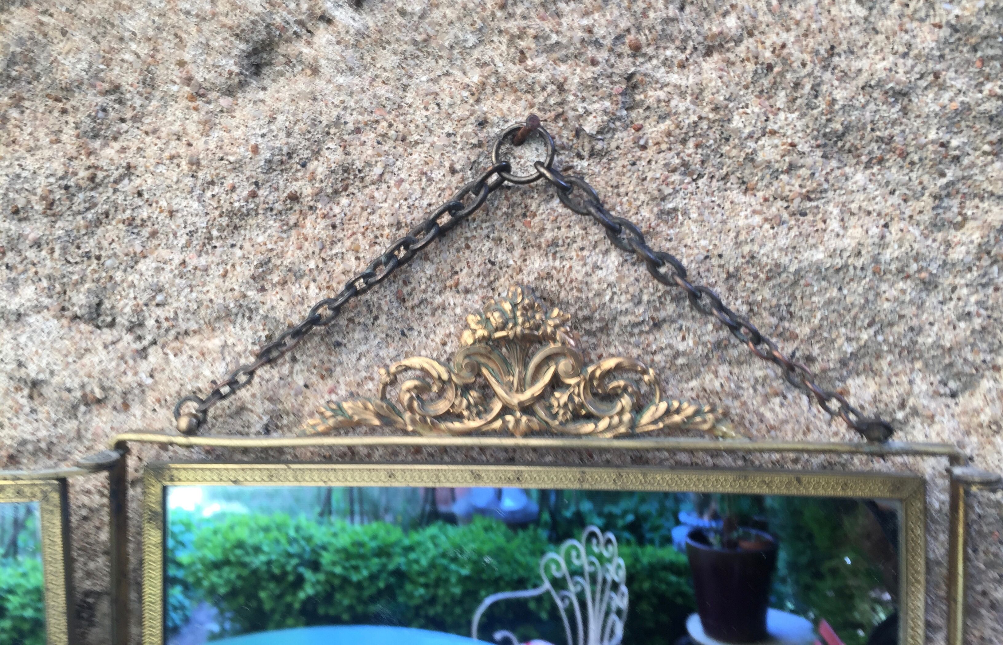 Triptych mirror with pediment around 1900 - 30,5 x 24,5 cm