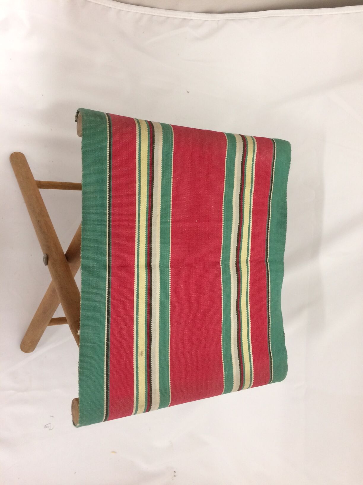 Old wooden folding and canvas  stool