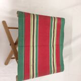 Old wooden folding and canvas  stool