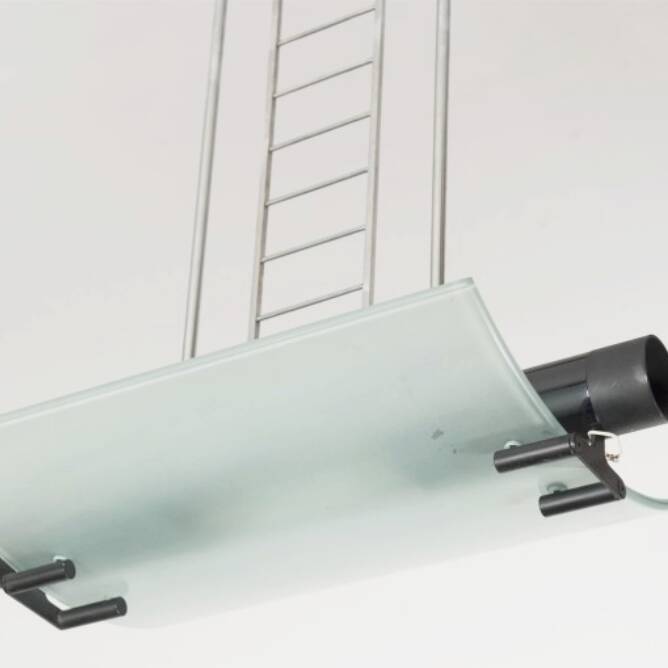 Metal and frosted glass suspension