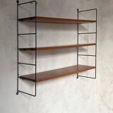 String Style Vintage Wire Wall-Mounted Bookshelf in Teak