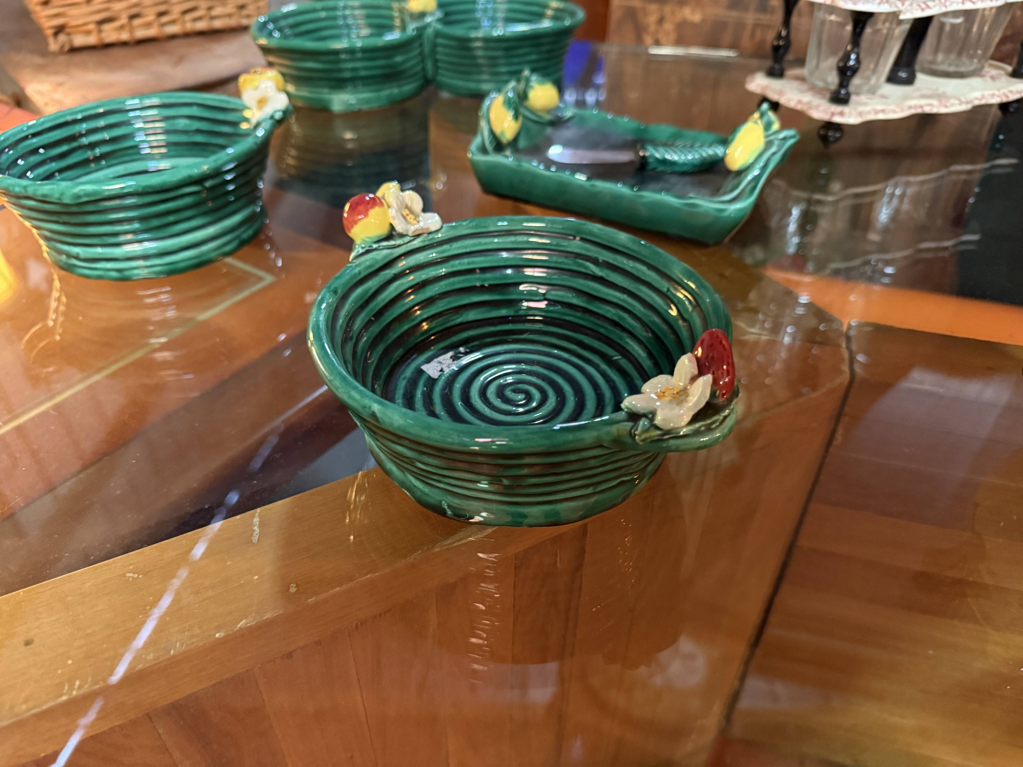 Fruit bowl and butter dish set in Vallauris.