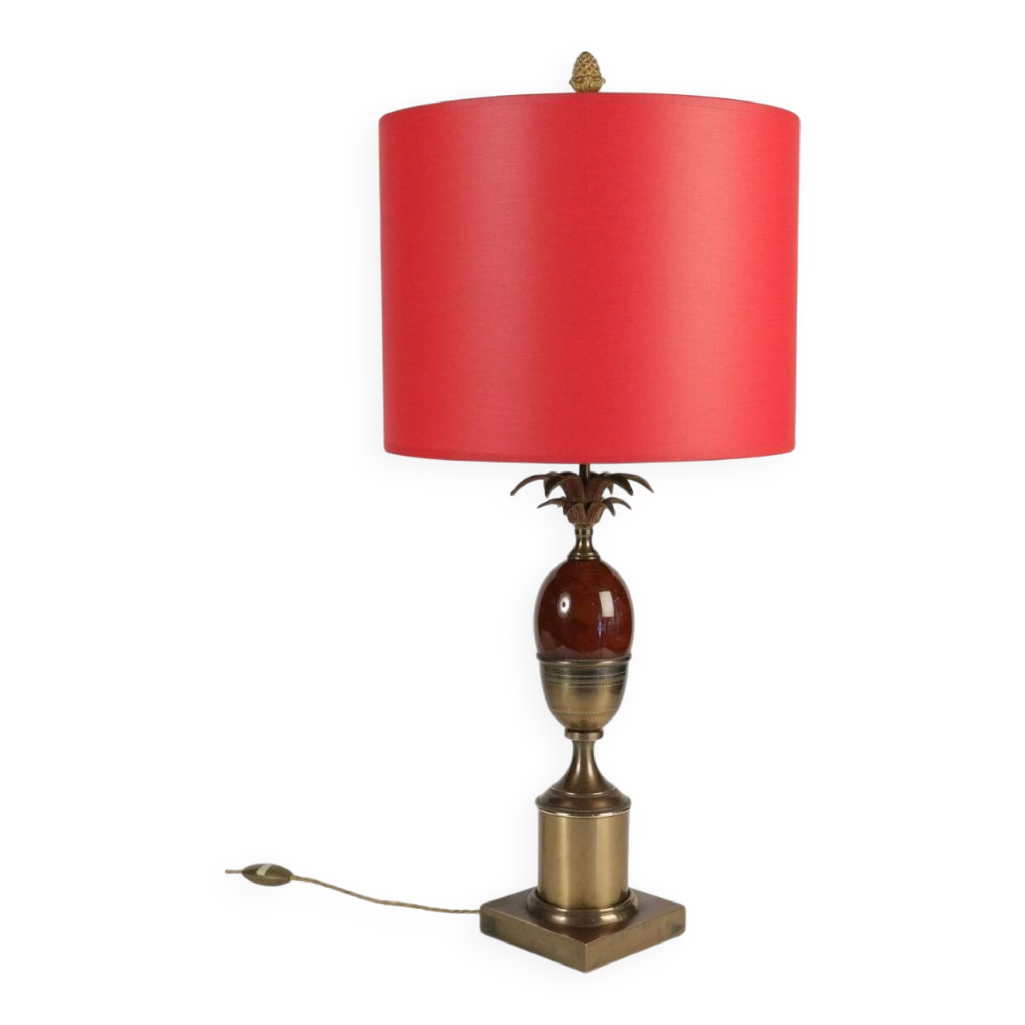 1960s table lamp in brass and red resin