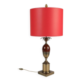 1960s table lamp in brass and red resin