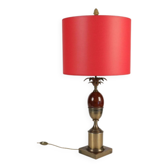 1960s table lamp in brass and red resin