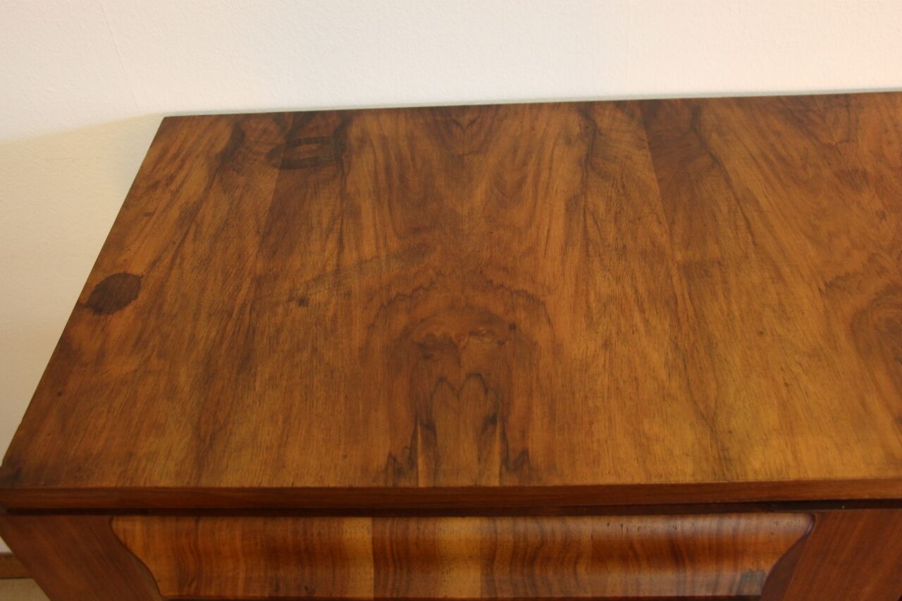 Sideboard from the 50s in burr walnut, stamped