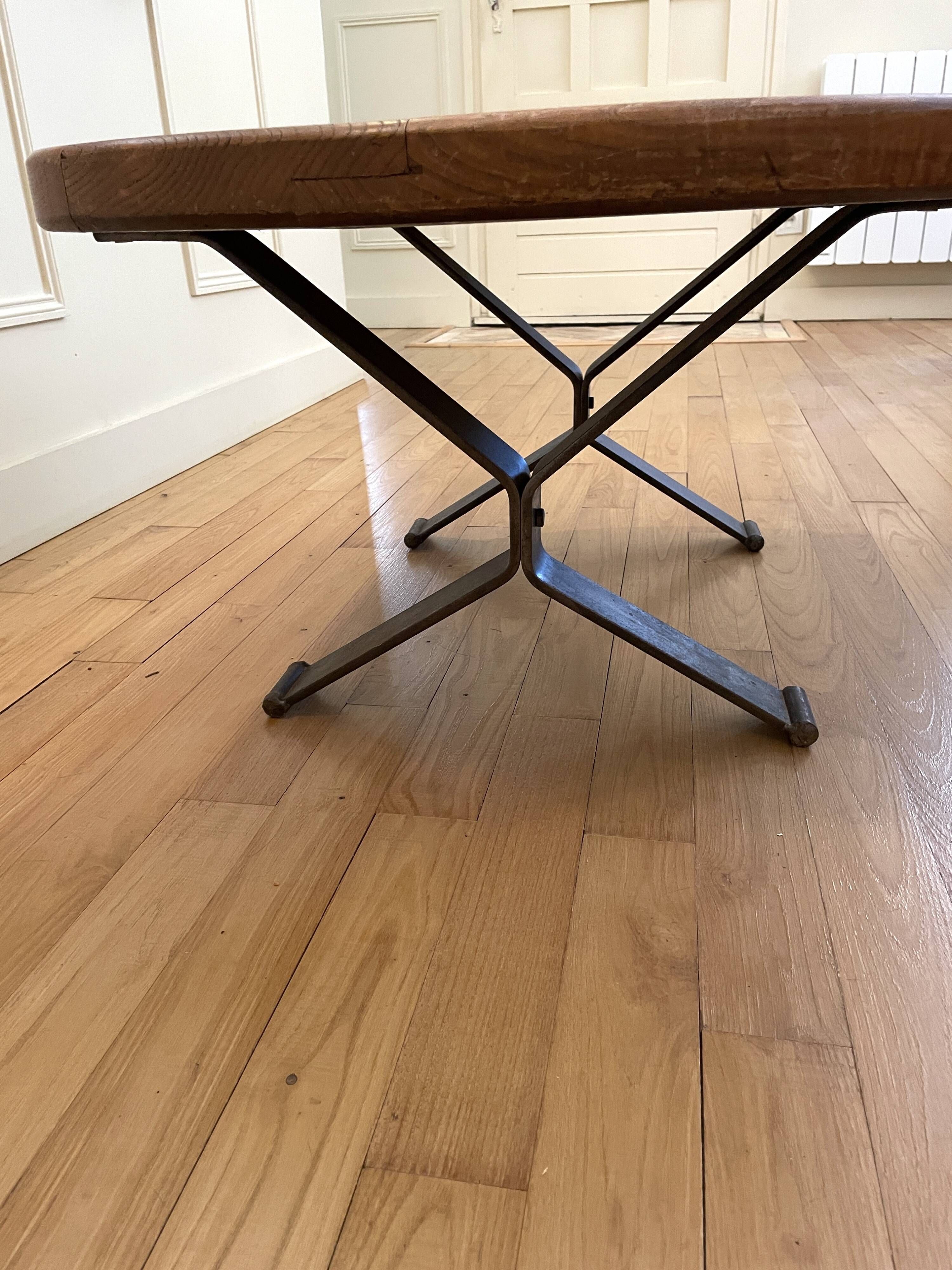 Ceramic coffee table with metal base by G. Reynaud Vallauris