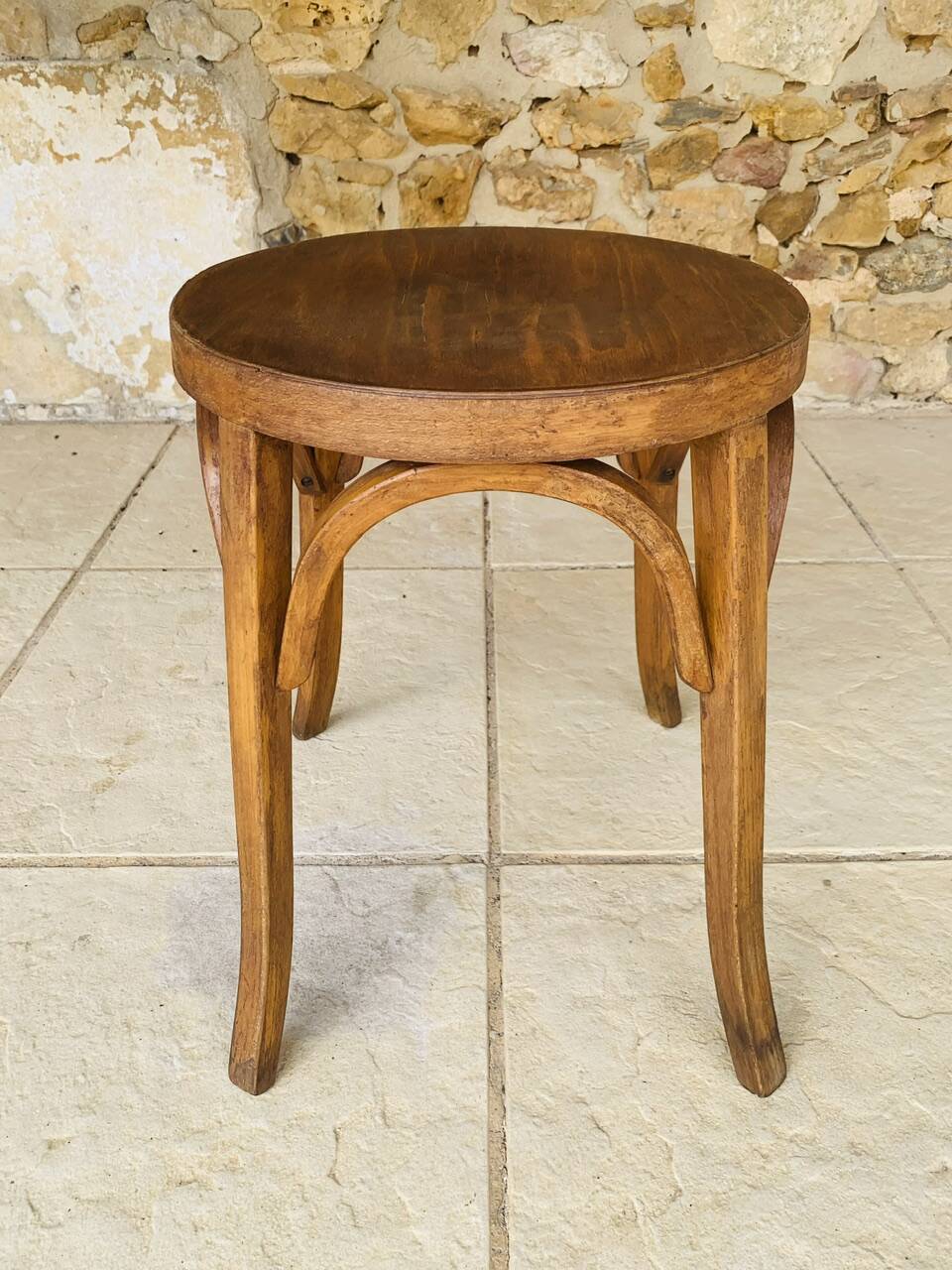 Curved Wood Stool Vintage, Baumann, Circa 1950s/1960s