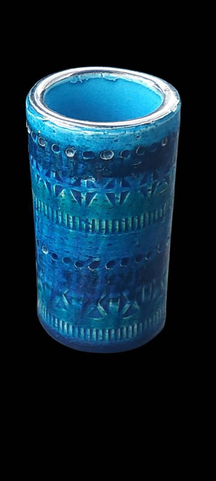 Ceramic vase Bitossi Aldo Londi blue Rimini series 1970s