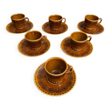 Set of 6 cups and saucers digoin colorado model vintage beige ceramic