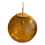 Suspension Globe verre soufflé jaune 70s