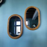Pair of bamboo mirrors 34x56cm