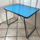 Folding camping table in sky blue formica 70s