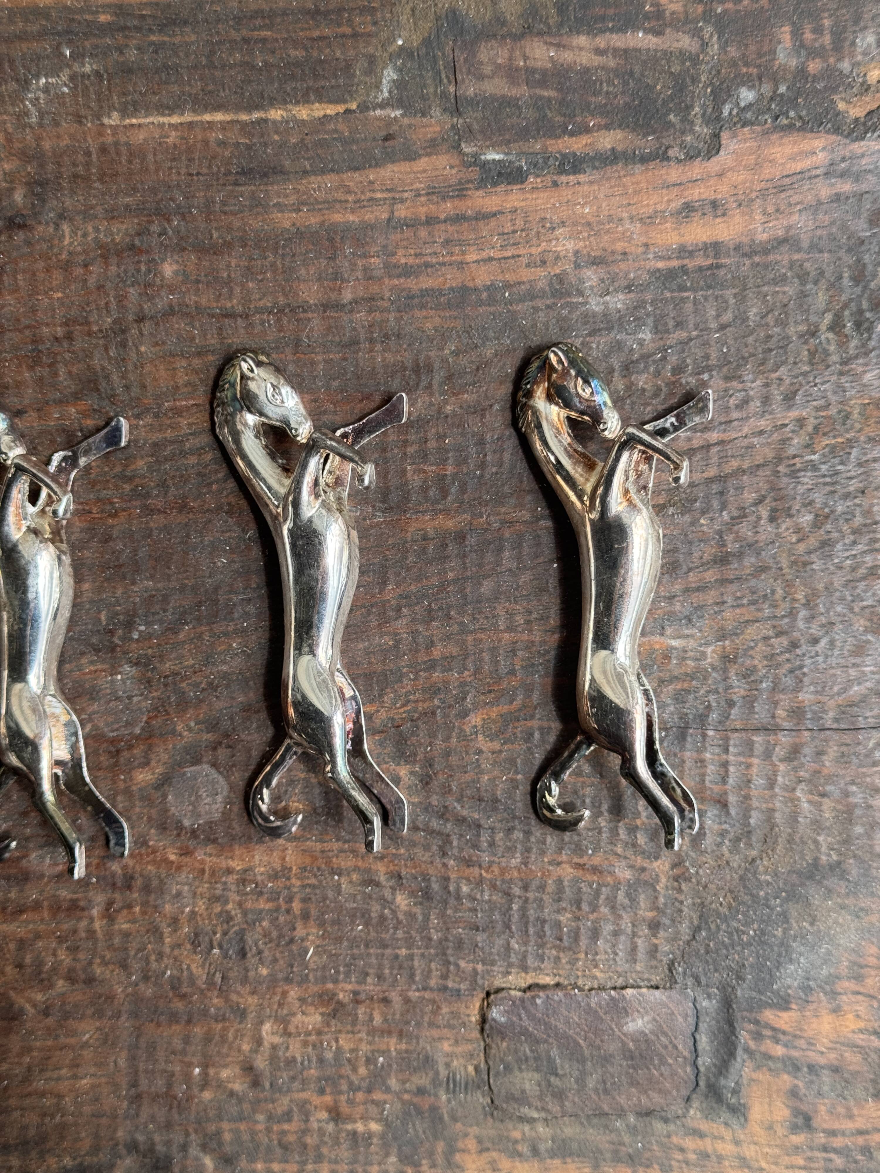 Set of 6 silver-plated horse knife rests L8 H2
