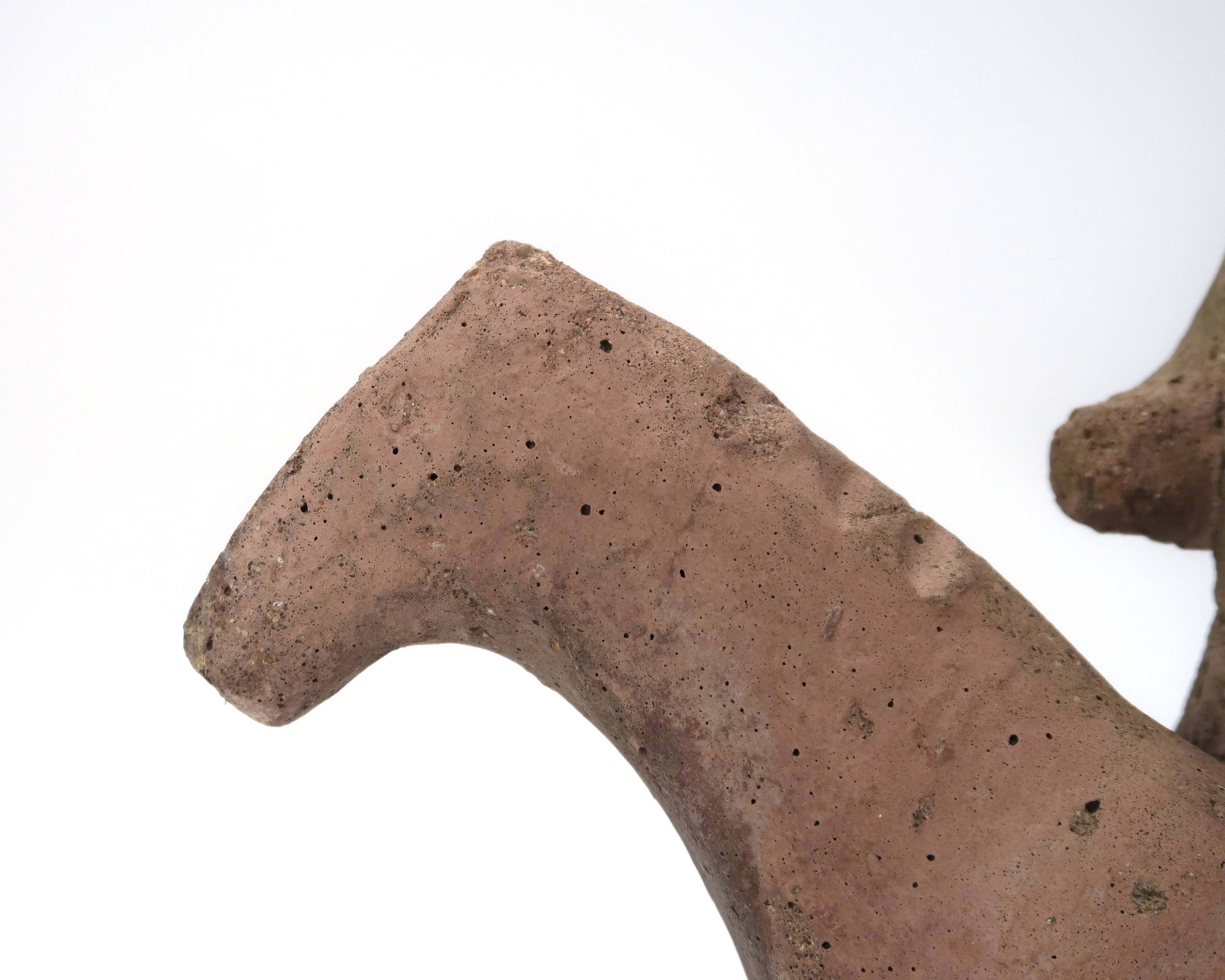 Cavalier on horseback sculpture in reconstituted stone, 1960s Marini style.