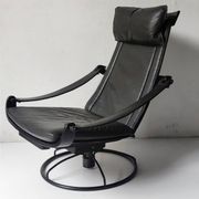 Black leather armchair by Åke Fribytter for Nelo möbel from the 70s