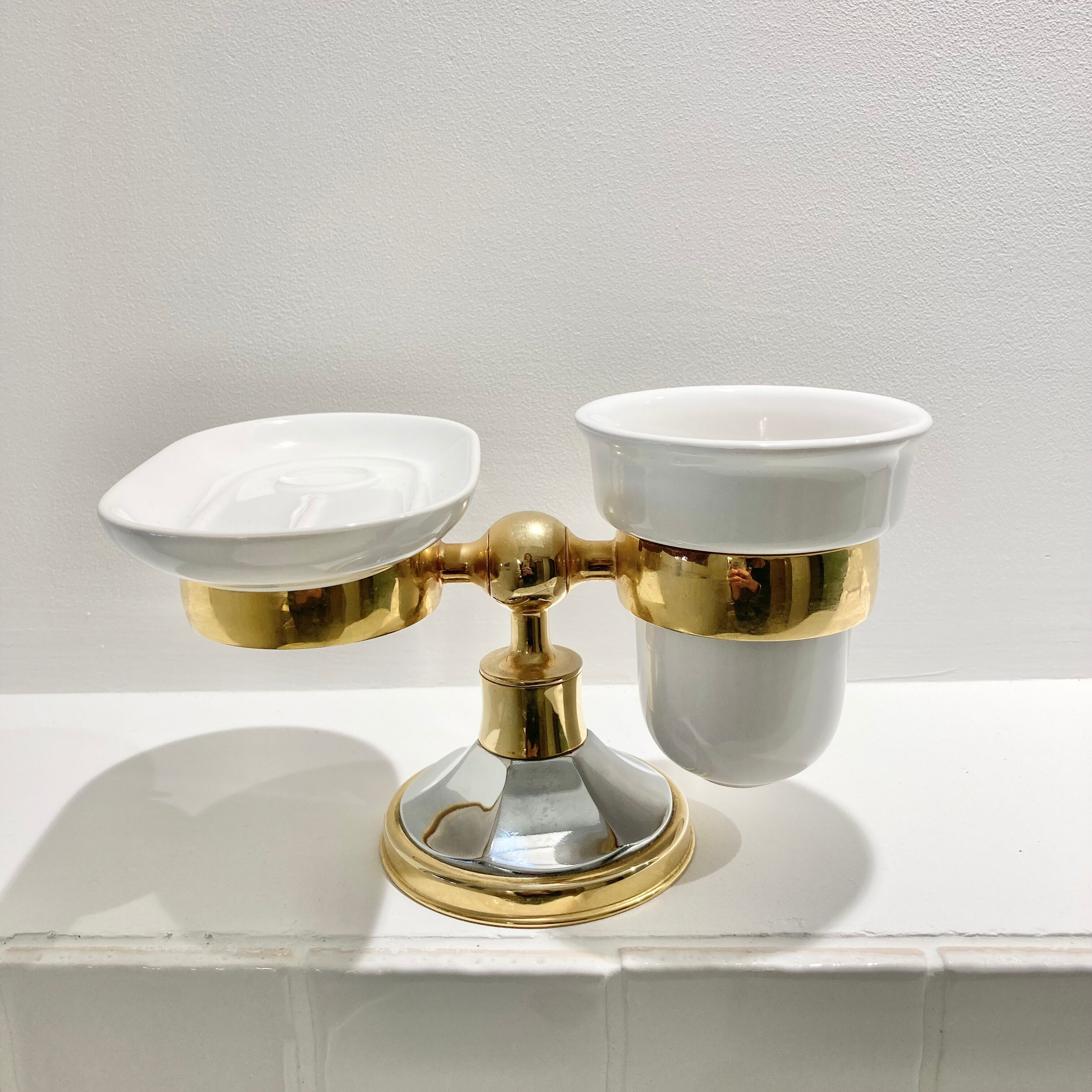 Art Deco soap dish and toothbrush holder