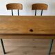 Vintage double school desk with 2 inkwells.