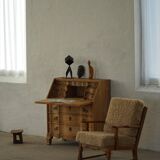 Danish modernist lounge chair in oak and lambswool, Henning Kjærnulf, 1960s