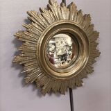 Miroir convexe soleil doré antique