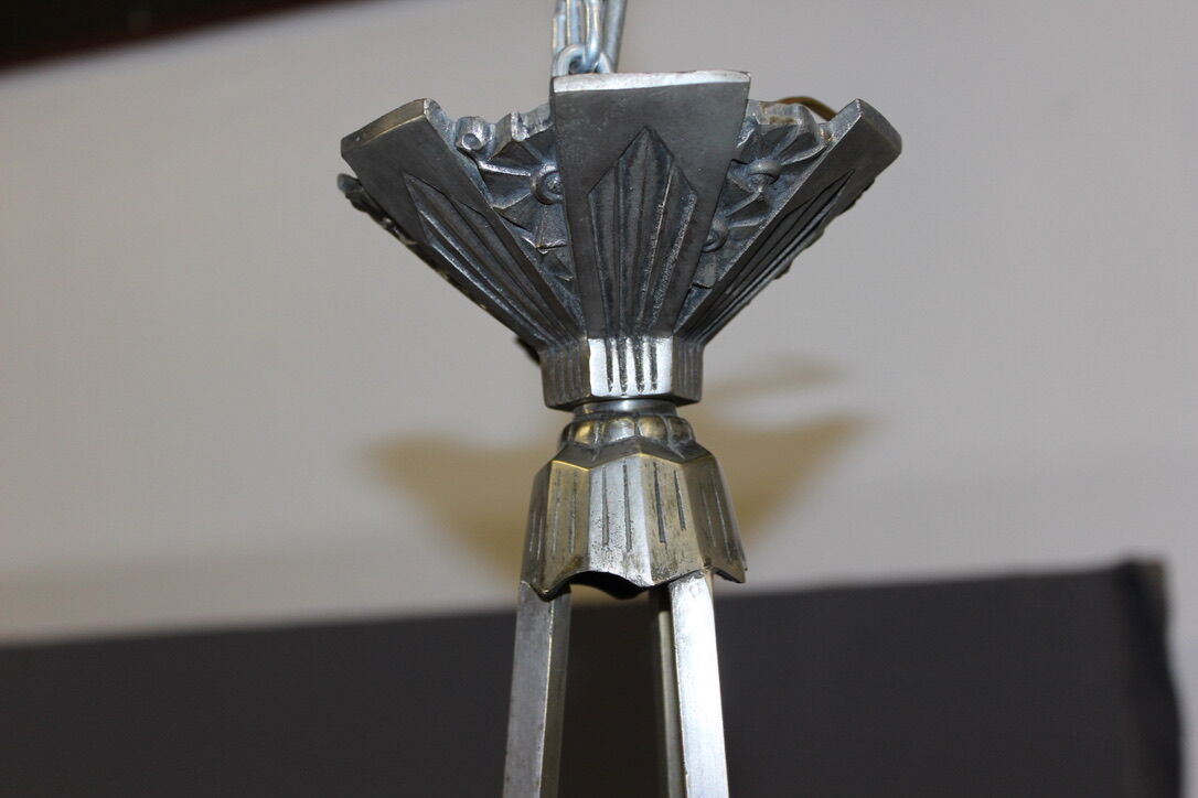 Art Deco period plate chandelier signed Degué