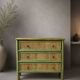 Small green caned chest of drawers - 1980s