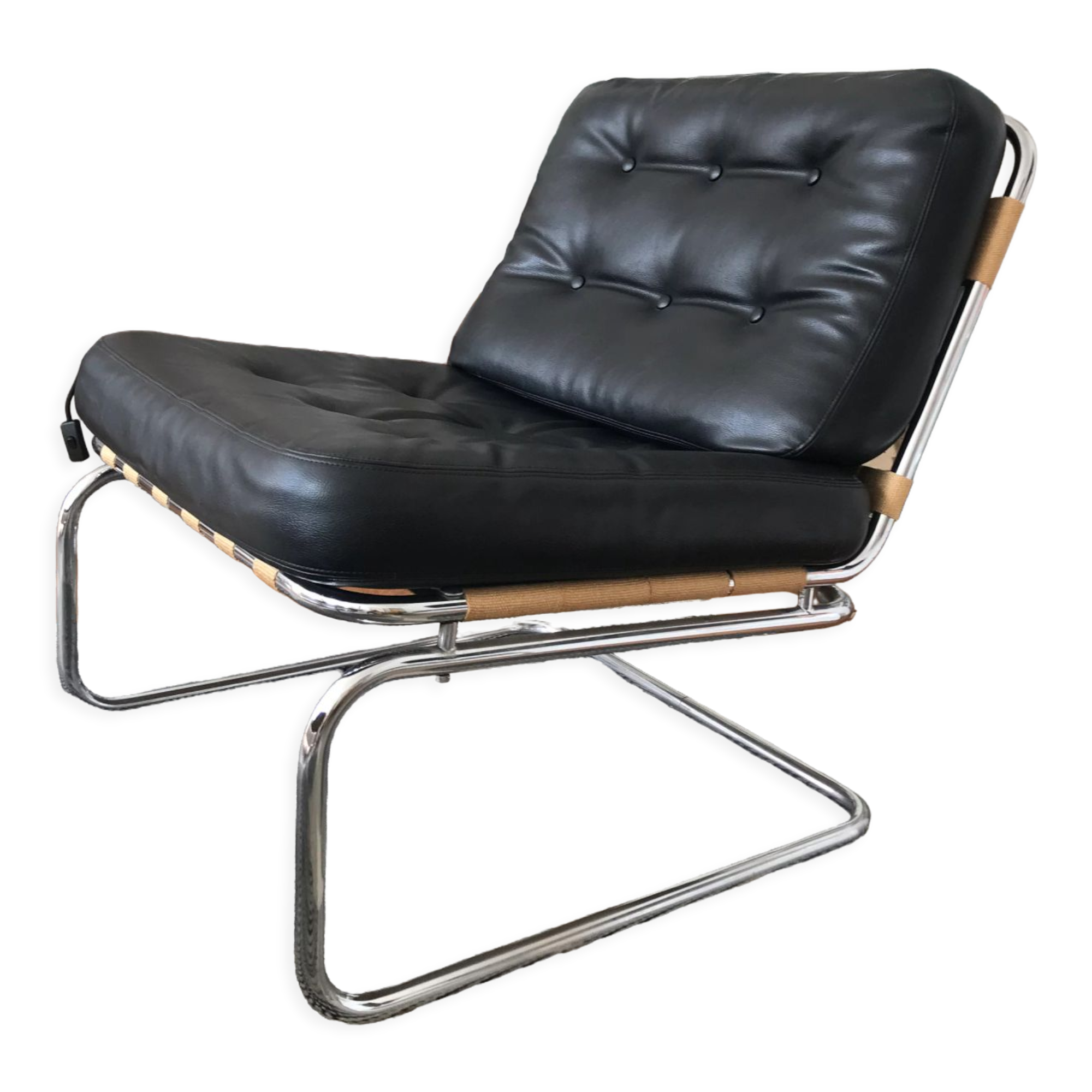 Chrome and leatherette armchair