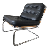 Chrome and leatherette armchair
