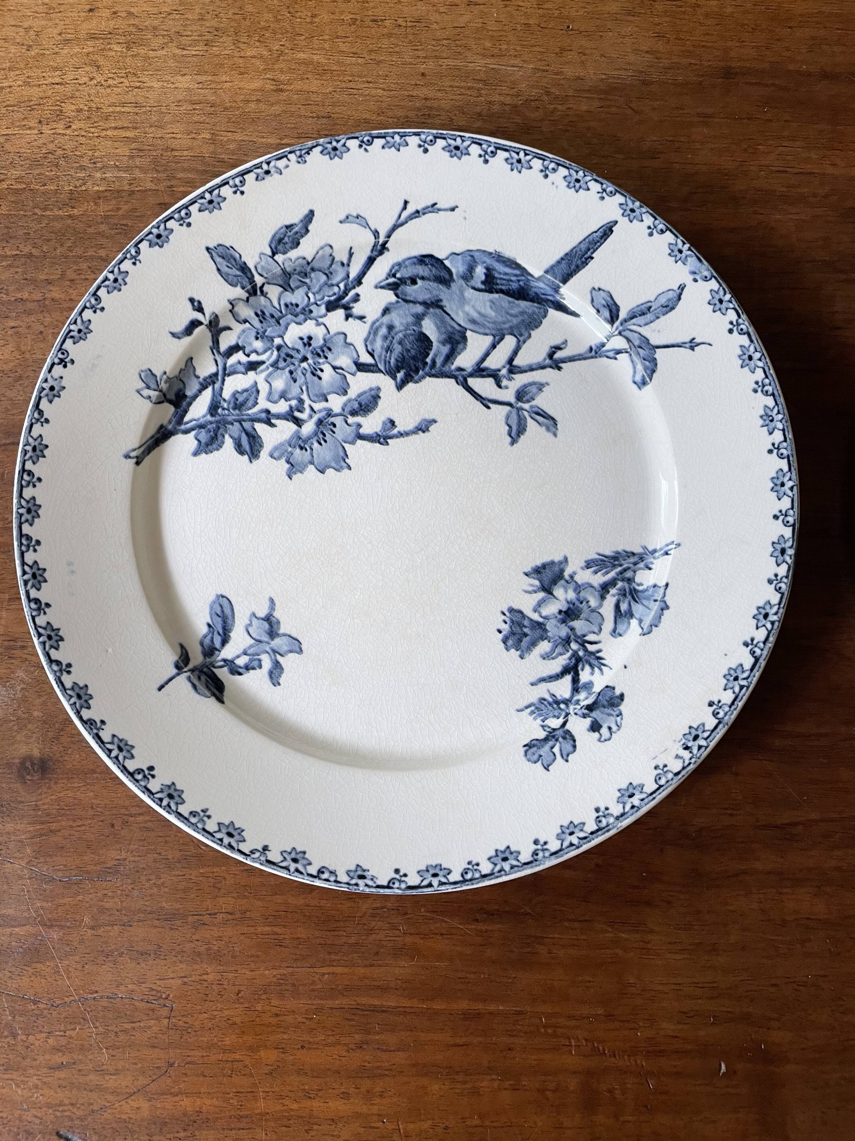 Flat plates Sarreguemines Iron Earth model Blue favorite
