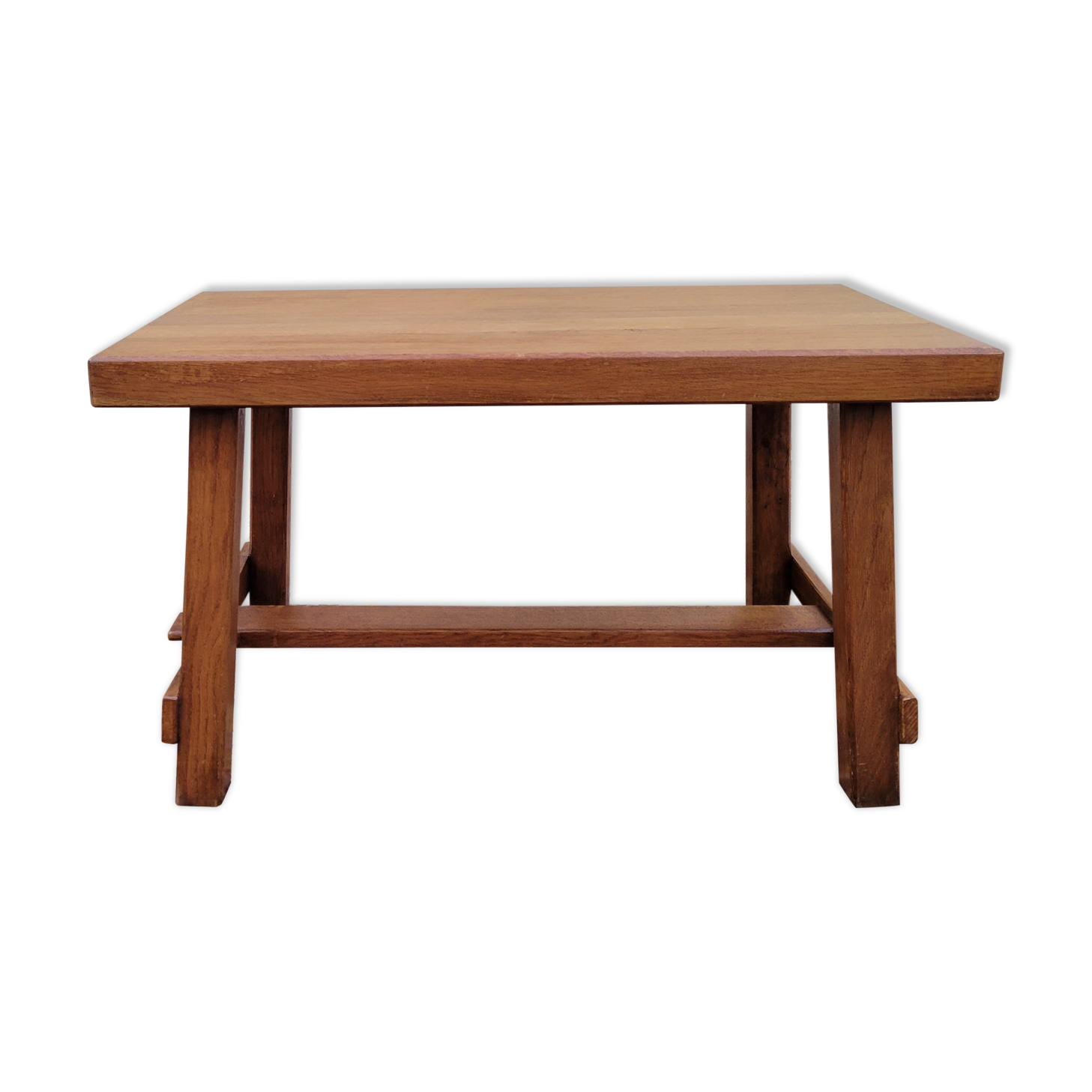 Table basse brutaliste en chêne clair
