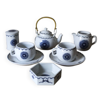 Service à thé décor Ming bleu Porcelaine de Paris