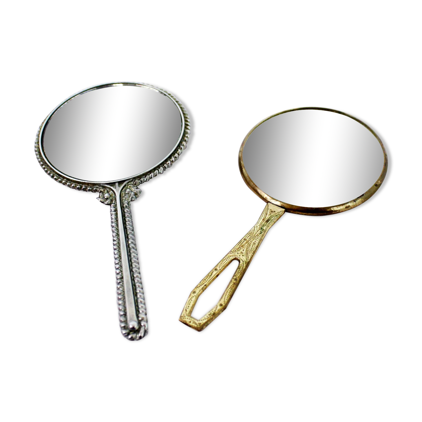 Old hand mirror duo
