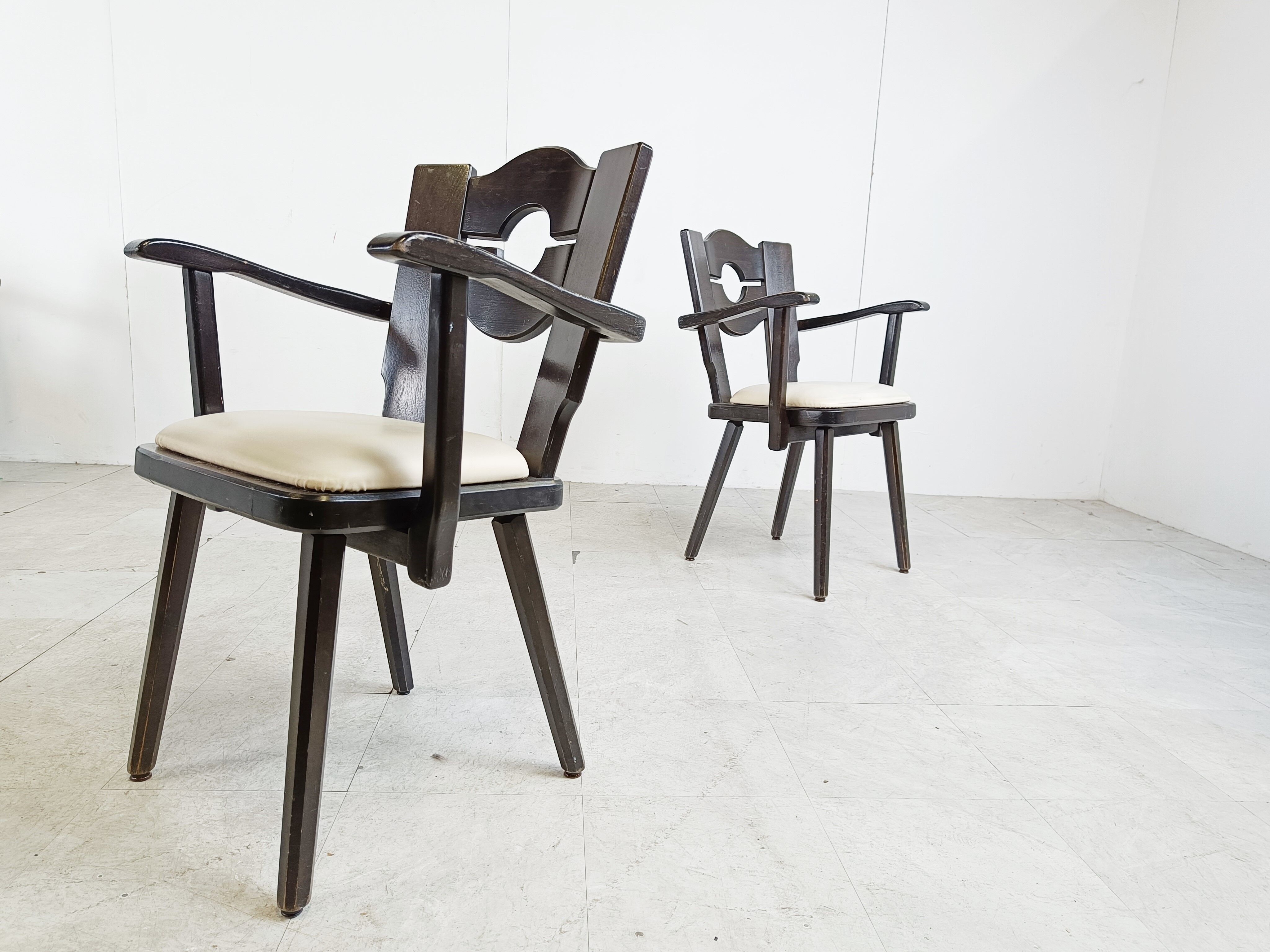 Vintage brutalist dining chairs, set of 8 - 1960s
