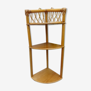 Hanging rattan corner shelf