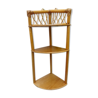 Hanging rattan corner shelf