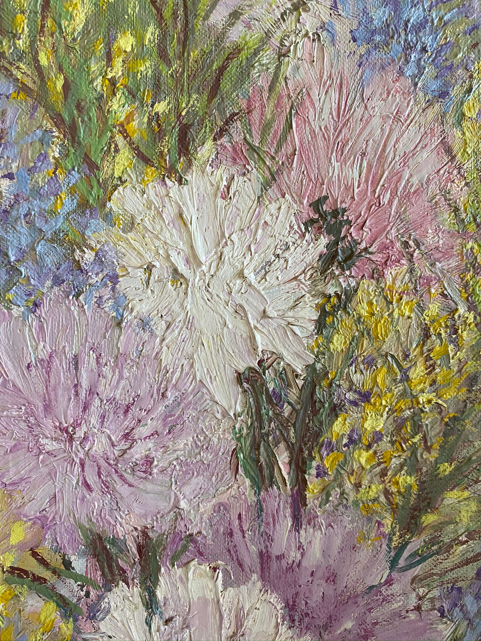 Ancient painting, still life with wildflowers 60/80s
