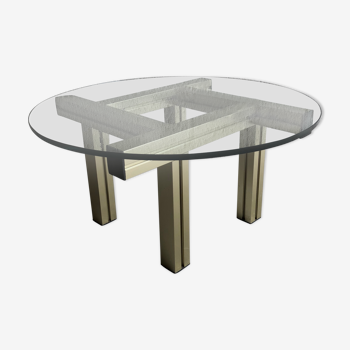 Table basse en verre et acier doré