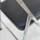 Paire de chaises pliantes en chrome et cuir italiens