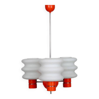 Glass pendant light produced by Napako around 1970