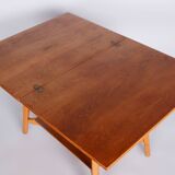 Restored Midcentury Beech Oak Folding Table, Revived Polish, Czechia, 1950s