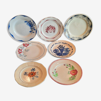 Old flat faience plates