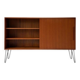 Vintage wooden sideboard with sliding door