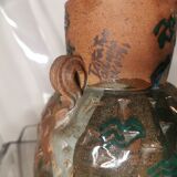 Colored ceramic vase dated and signed vintage