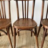 Set of 5 baumann bistro chairs in bent wood stamped xxth