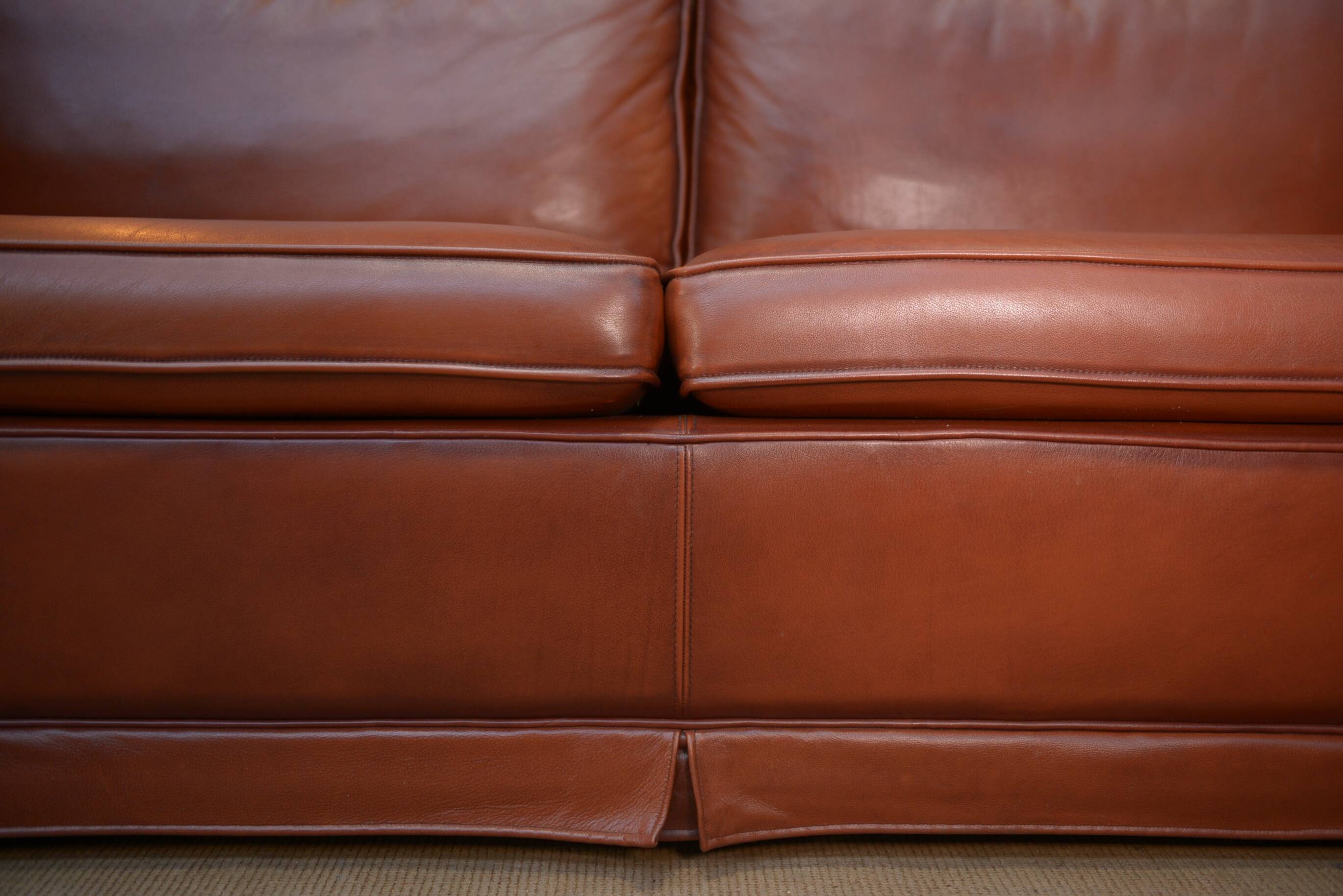 Maison Jansen leather sofa, France, 1970s