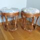 Pair of wicker rattan stool poufs