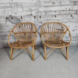 Pair of vintage rattan armchairs