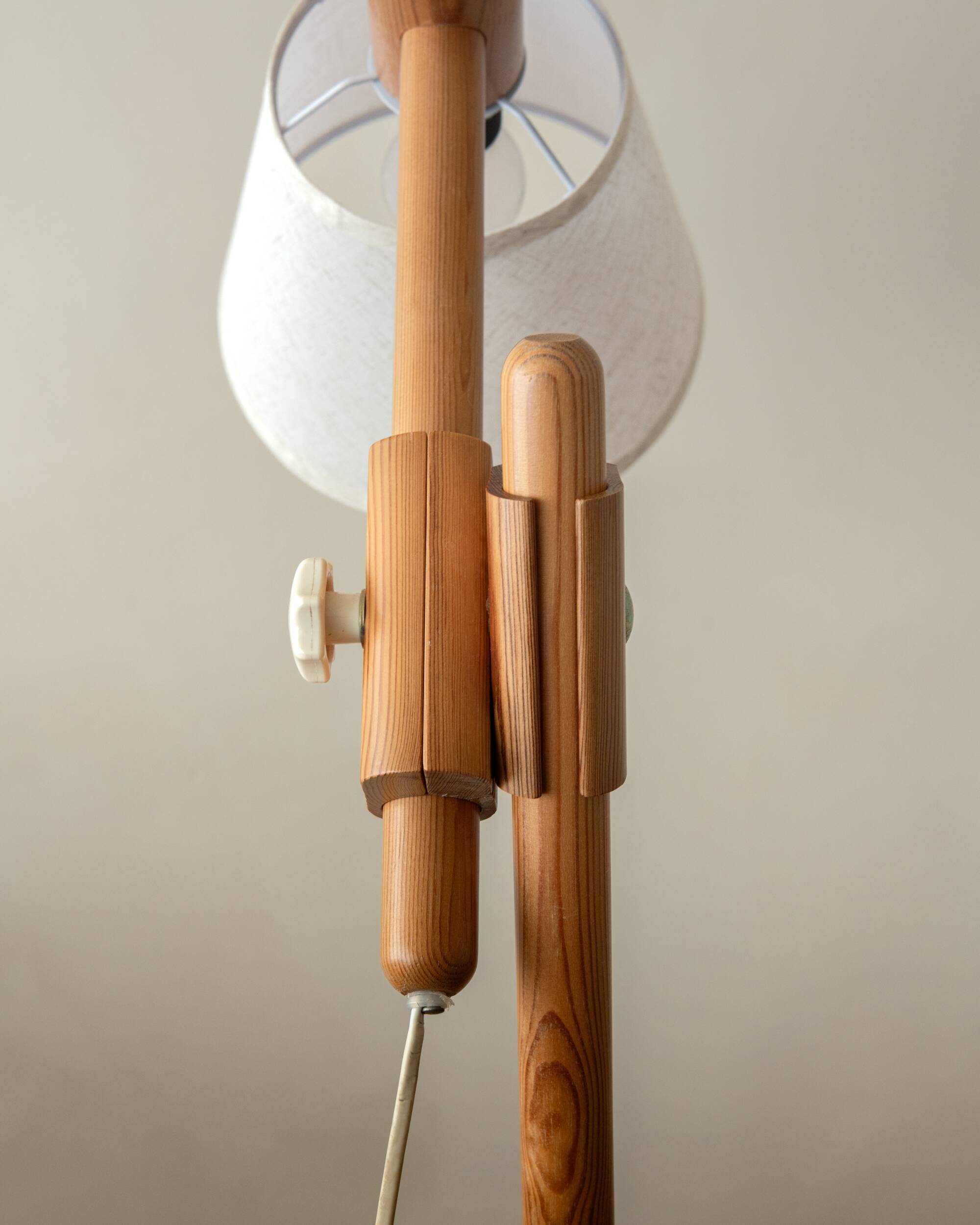 Vintage Danish Pine Adjustable Floor Lamp by +LYS Denmark, 1960s