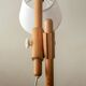 Vintage Danish Pine Adjustable Floor Lamp by +LYS Denmark, 1960s
